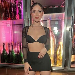 SHEIN Black Mesh Crop Top